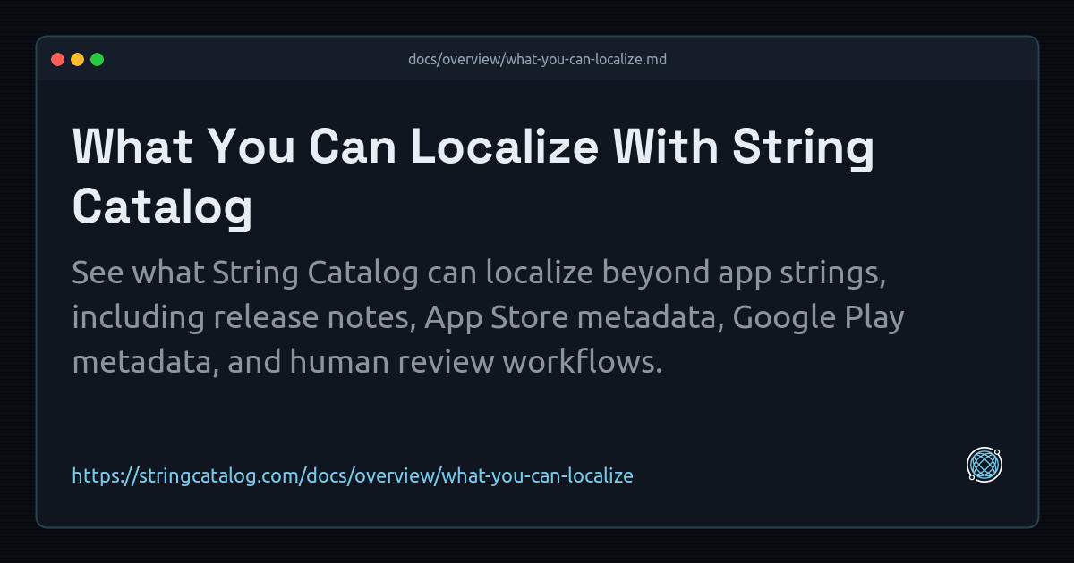 What You Can Localize With String Catalog | String Catalog Docs