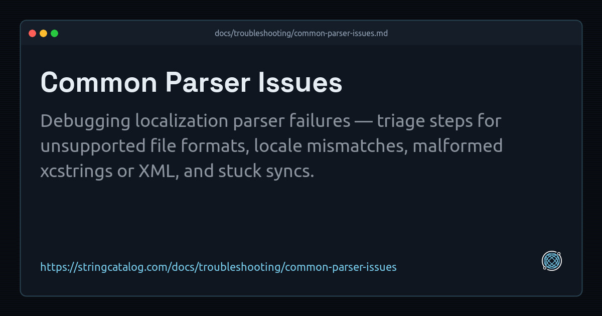 Common Parser Issues | String Catalog Docs