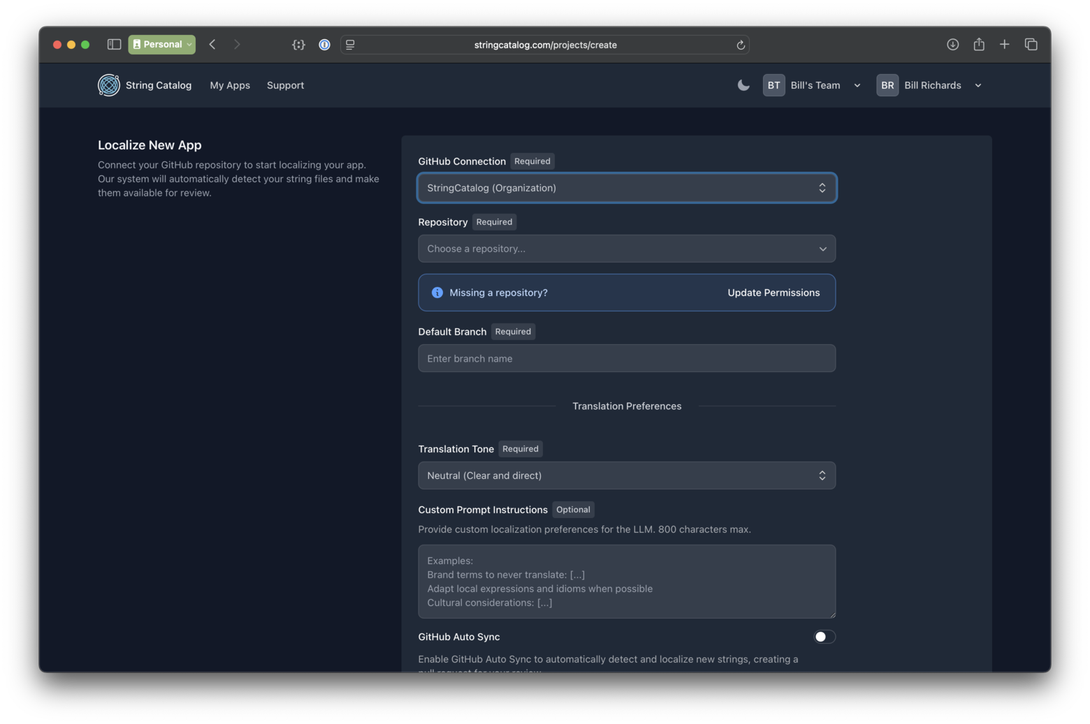 Connect GitHub Repository
